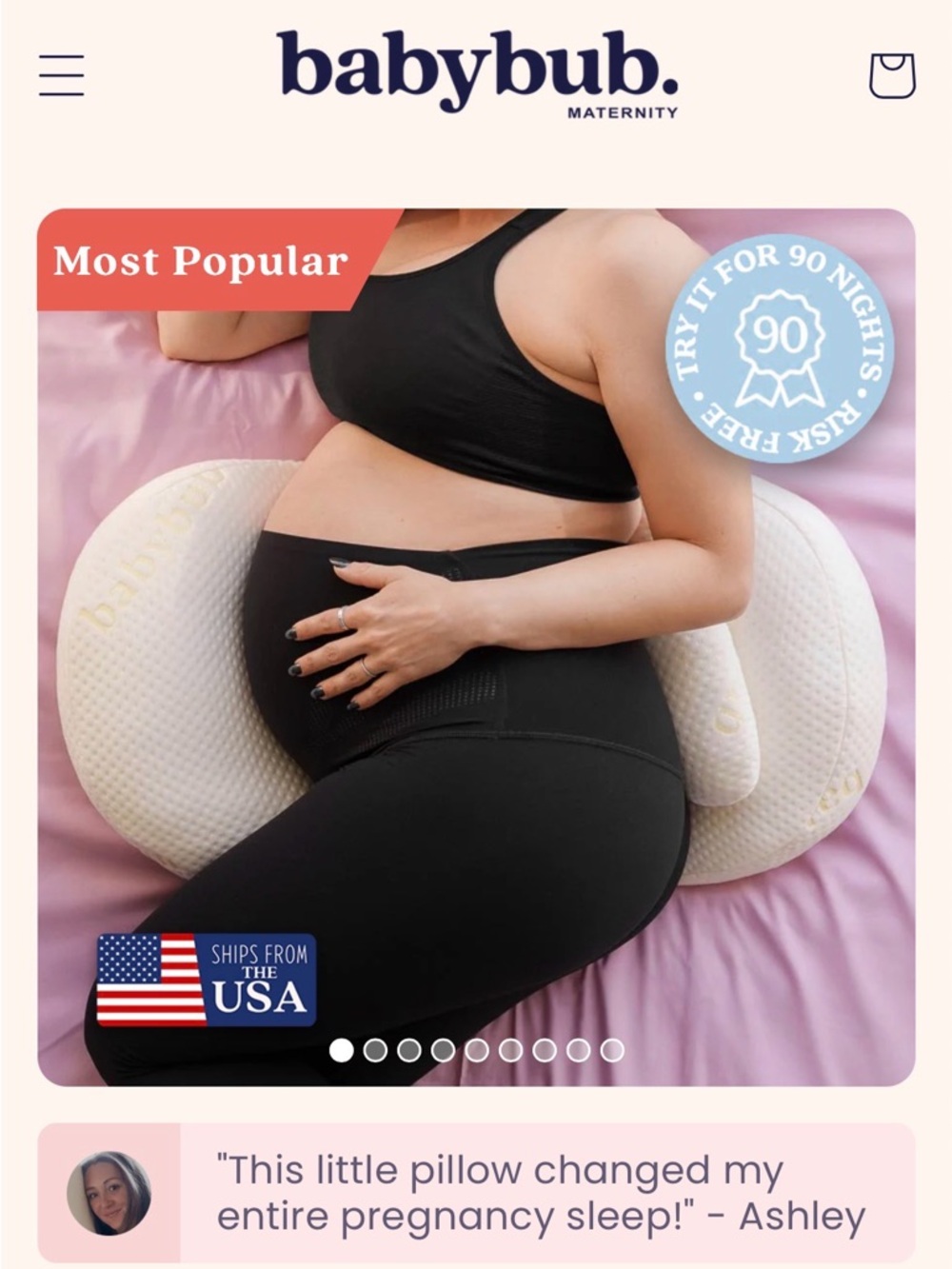 Babybub Maternity Pillow in Cream - like new without tags!